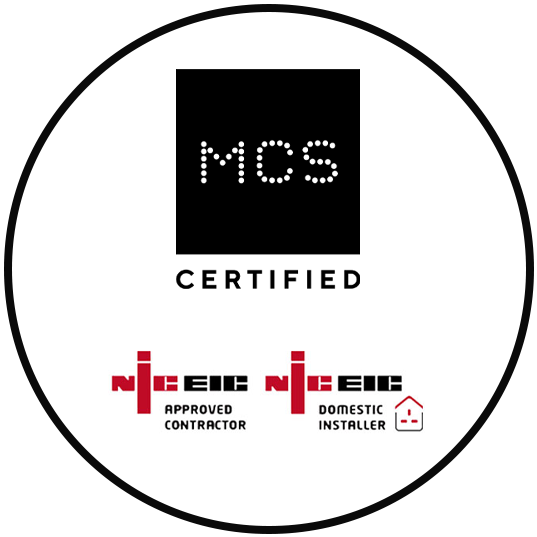 Accreditation badge showing MCS Certified and NICEIC